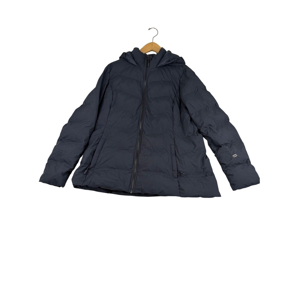 32 Degrees Heat Navy Blue Hooded Puffer Jacket Womens Medium Full Zip Quilted